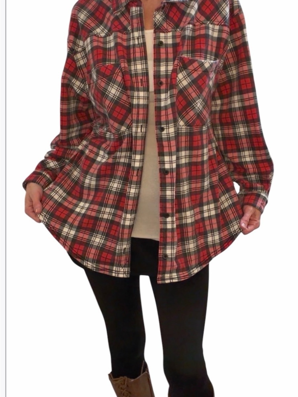 Tim and Tru Red and White Plaid Button-Down Shirt